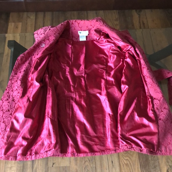Papillon, Red Double Breasted Trench Coat, Size Small - Picture 3 of 9
